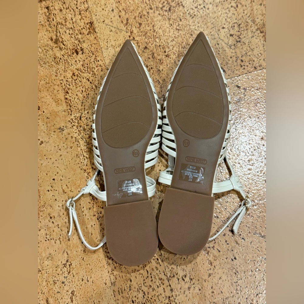 New Nine West Cream Pointed-Toe Slingback Flats  Size 8 1/2 Women’s - Picture 11 of 15